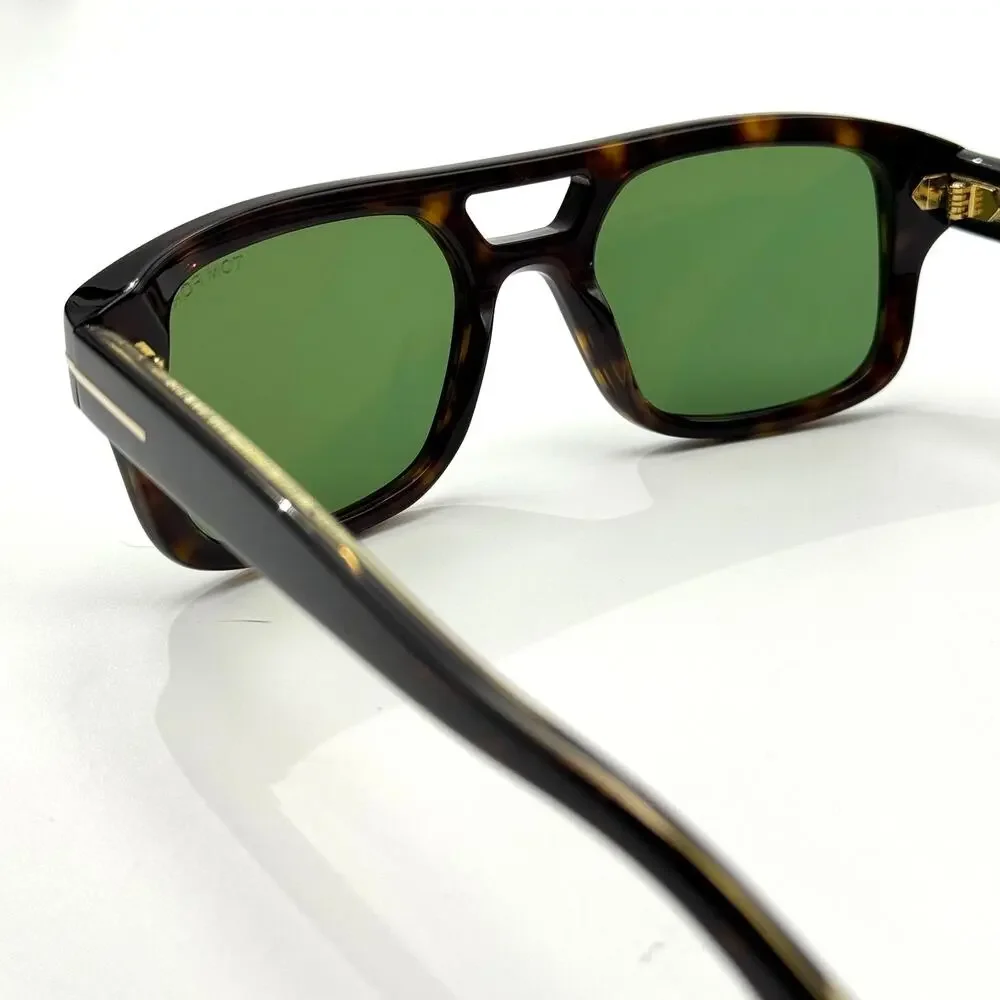 Tom Ford Sunglasses Icon TI0022 52N Havana Navigator Frame Green Lens 53-20-145